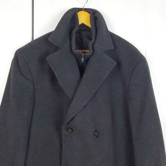 Ralph Lauren Mens Dark Gray Double-Breasted Pea Coat Wool Labrada Luxe Sz.44 - Picture 2 of 14